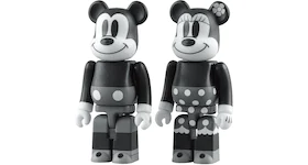 Bearbrick Mickey Mouse & Minnie Mouse Black & White Ver. 100% 2 Pack Black/White