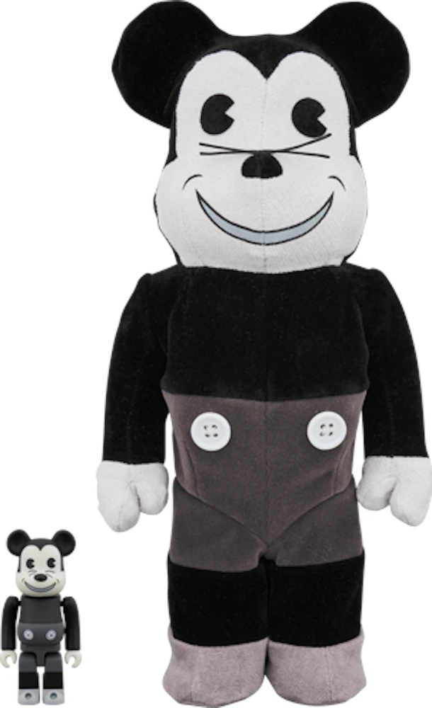 Bearbrick Mickey Mouse (Vintage B&W Ver.) 100% & 400% Set Black