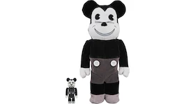 Bearbrick Mickey Mouse (Vintage B&W Ver.) 100% & 400% Set Black