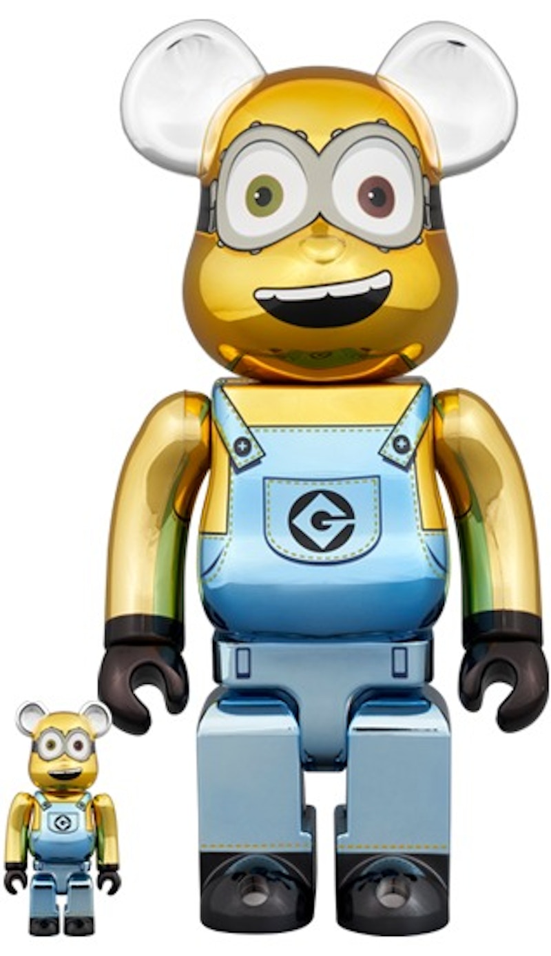 Bearbrick Minions Bob 100% & 400% Set Chrome - JP