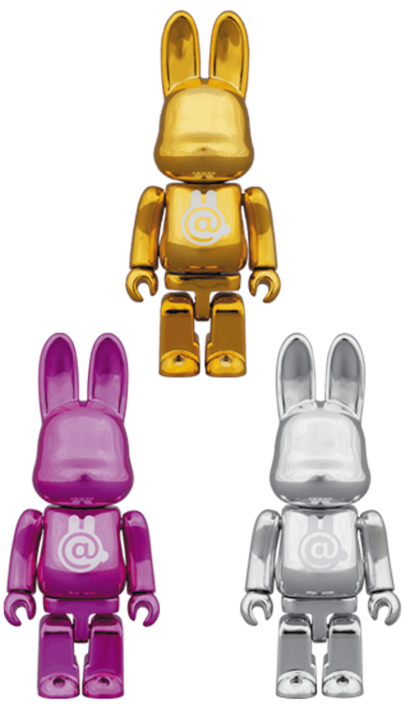 Bearbrick Rabbrick CHROME 100% (Set of 3) GOLD/PINK/SILVER - US