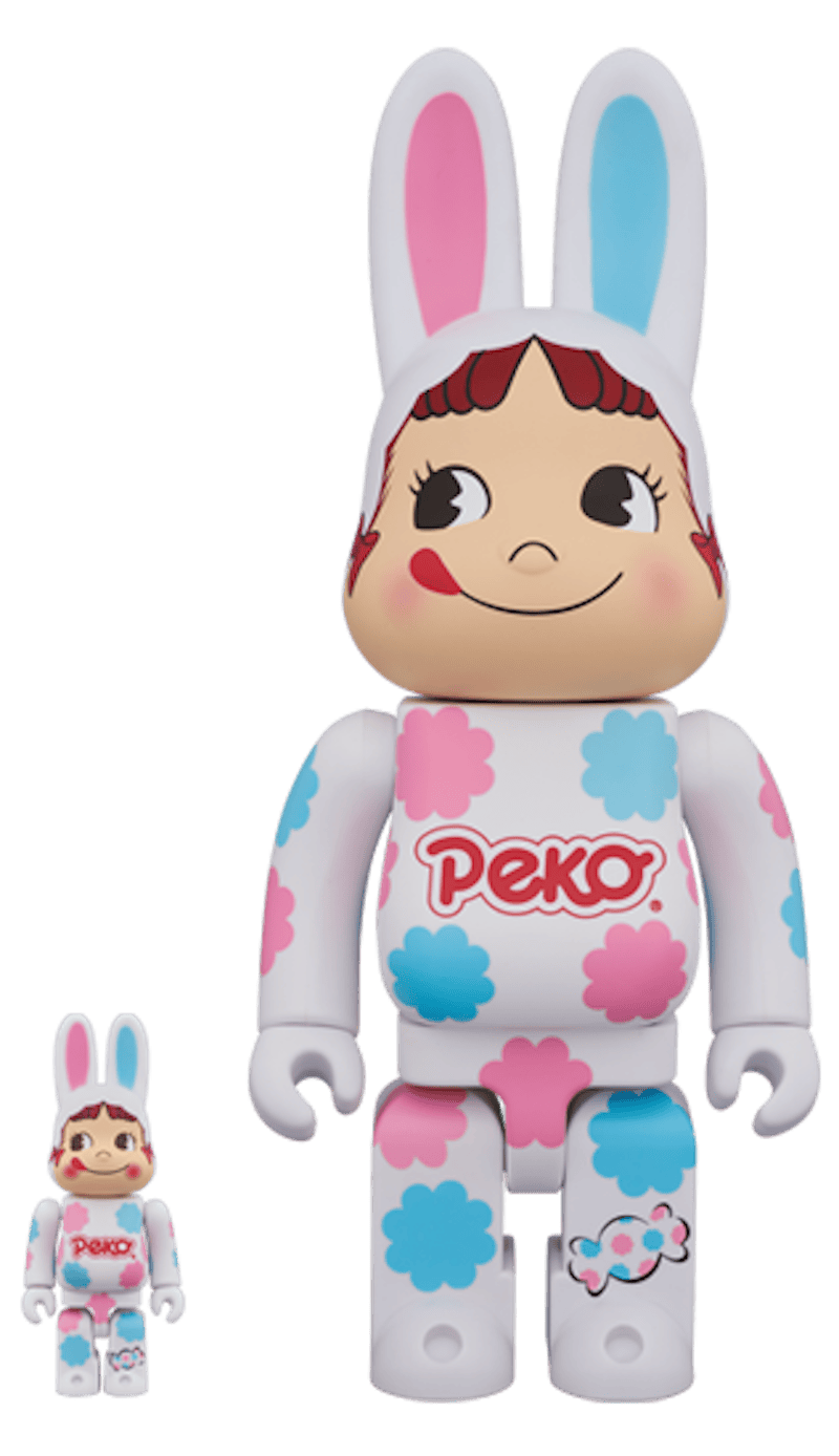 Costume Bearbrick Rabbrick Peko-Chan Milky 100% & 400% Set Bianco