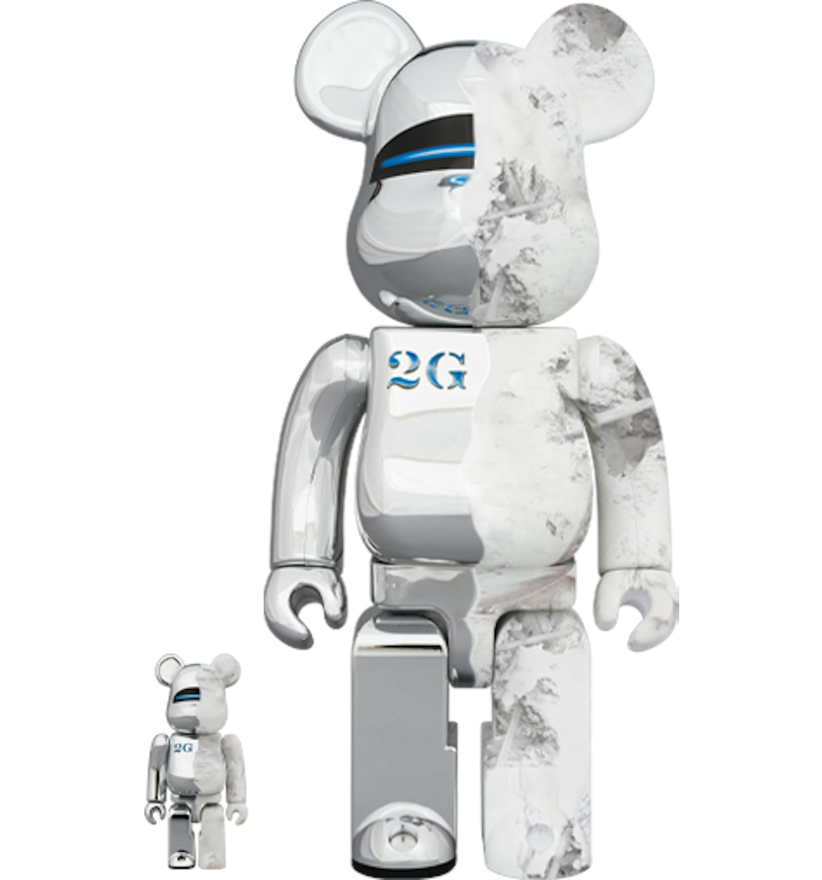 Bearbrick SORAYAMA x Daniel Arsham 100% & 400% Set Silver