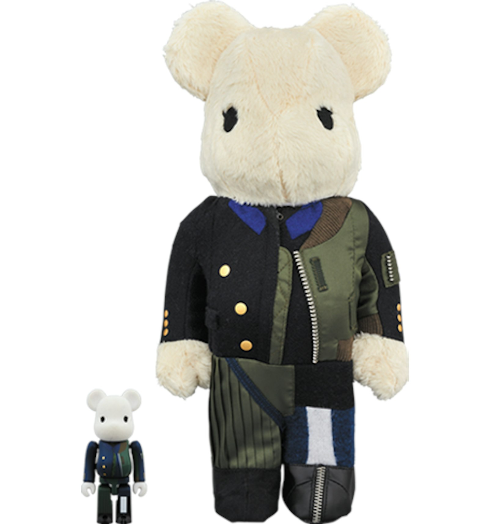 Bearbrick Sacai 2018 AW 100% & 400% Set White