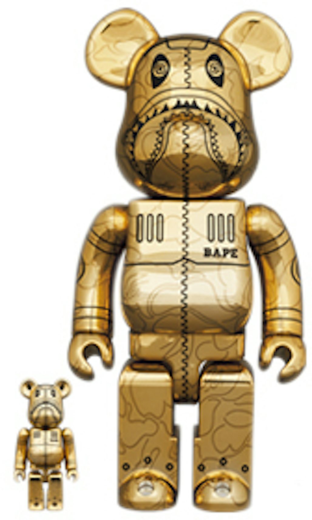 Bearbrick x BAPE x Hajime Sorayama Baby Milo 1000% Gold