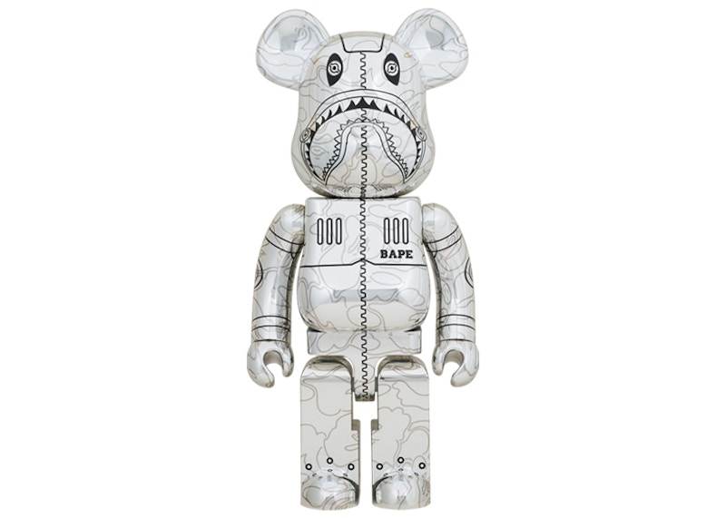 Bearbrick x BAPE x Hajime Sorayama Camo Shark 1000% Silver - JP