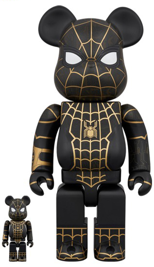 Bearbrick Spider-Man No Way Home 100% & 400% Set Black/Gold 