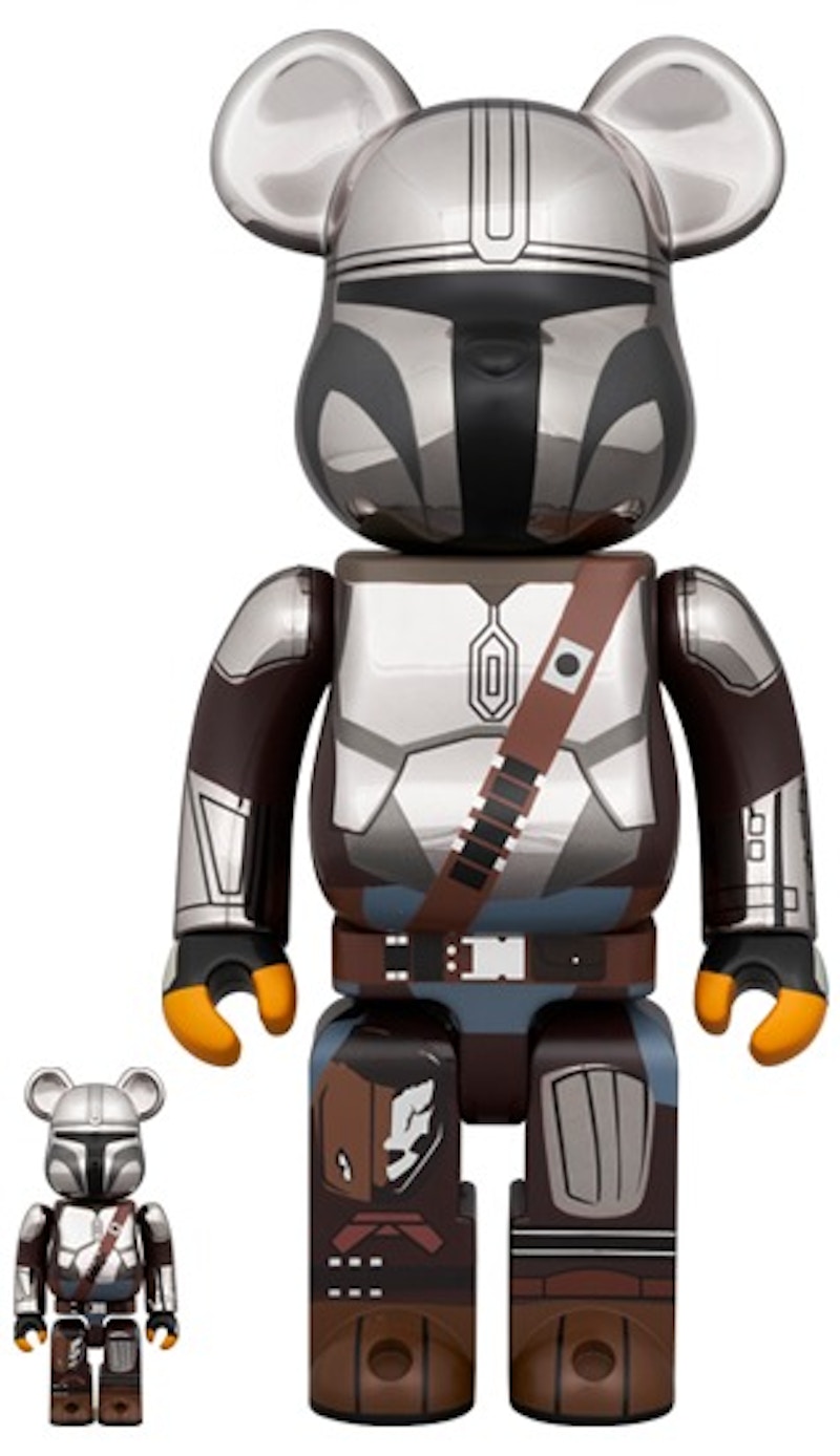 Bearbrick Star Wars The Mandalorian 100% u0026 400% Set Chorme