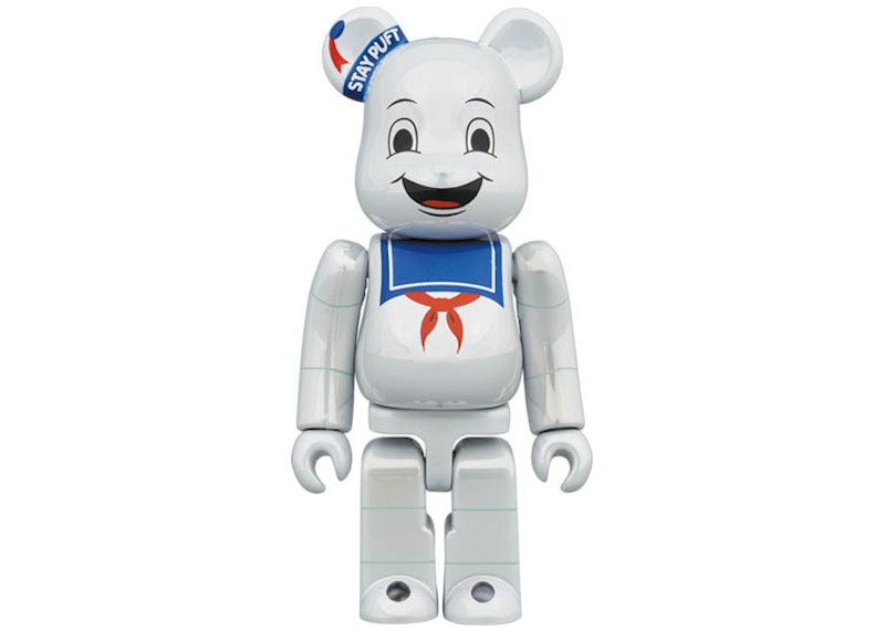 Bearbrick Stay Puft Marshmallow Man 100% & 400% Set White Chrome 