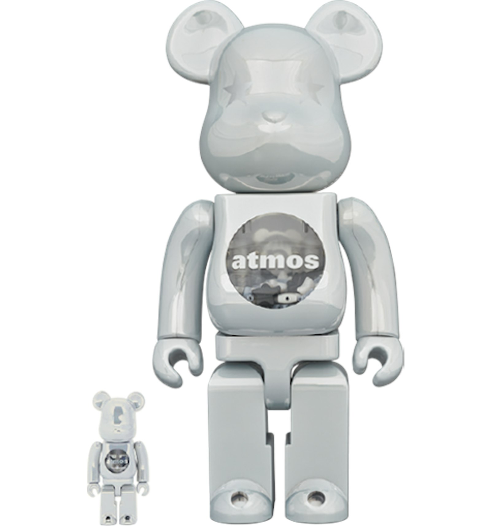 Bearbrick atmos 100% & 400% Set White Chrome
