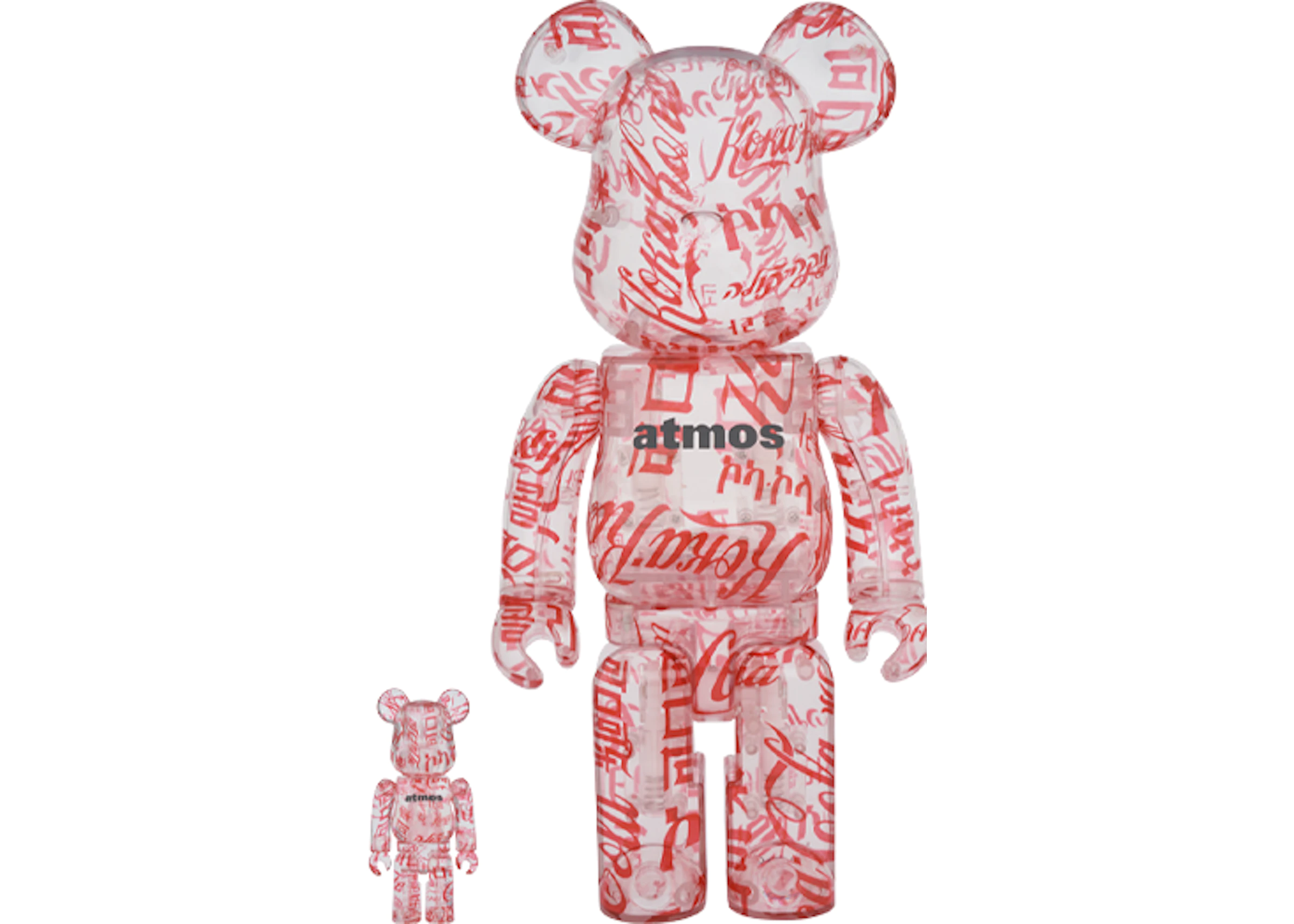 Bearbrick atmos x Coca-Cola 100% & 400% Set Clear Body