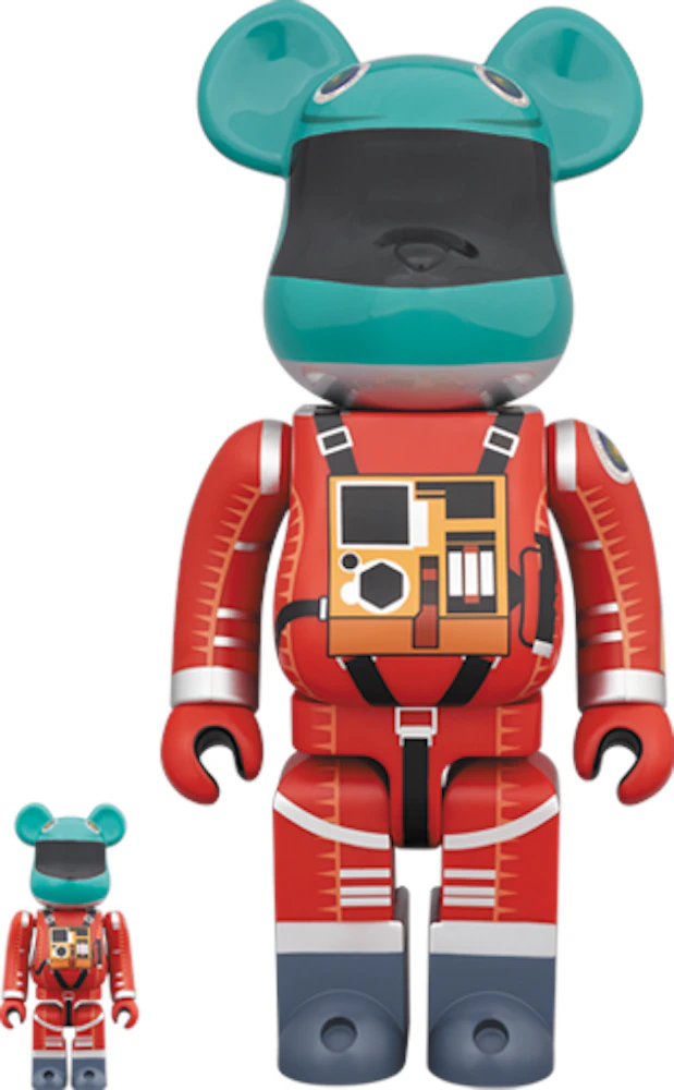 Bearbrick x 2001: A Space Odyssey Space Suit Green Helmet Orange Suit 100%  & 400% Multi