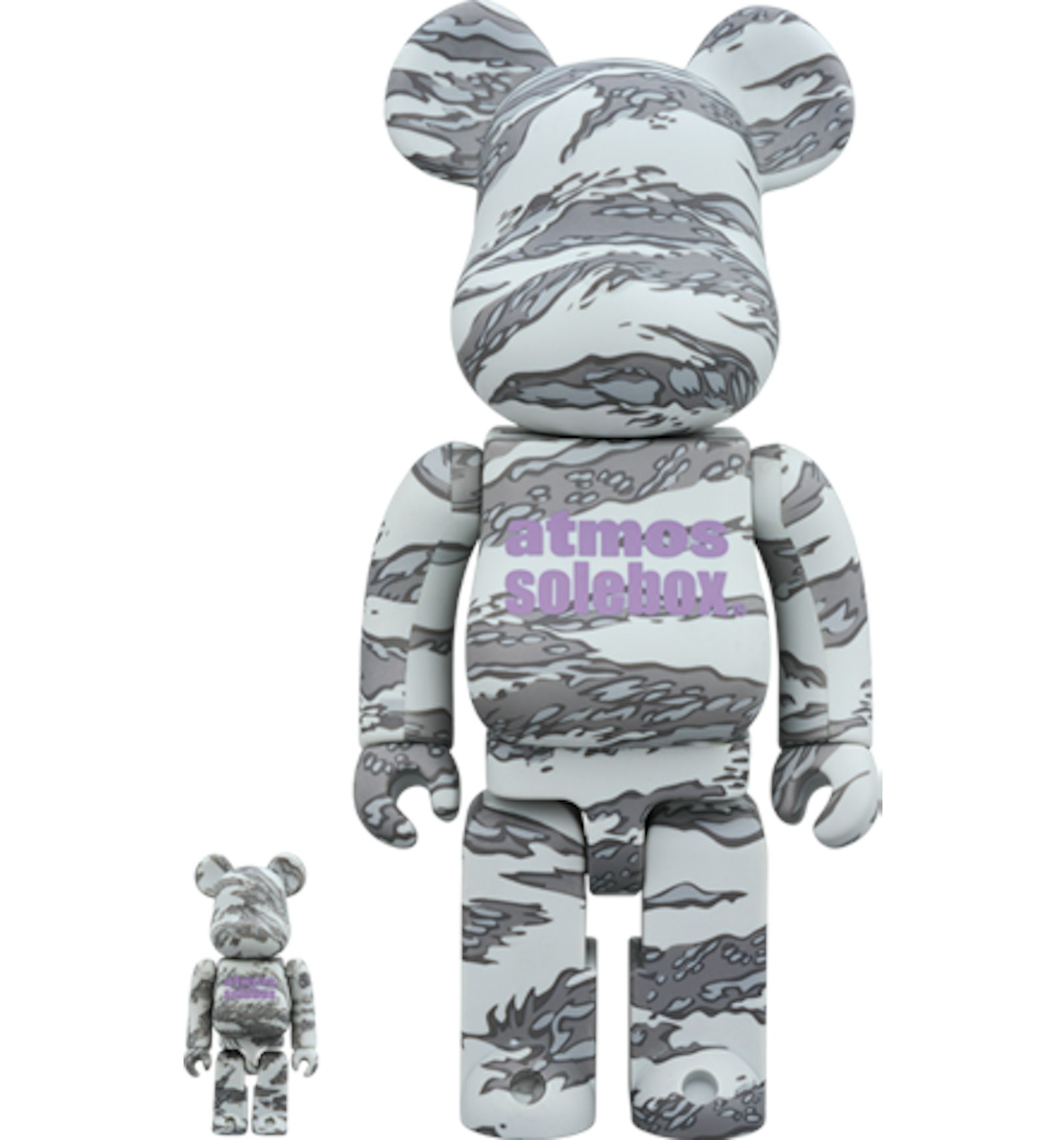 Bearbrick x Atmos x Solebox 100% & 400% Set Grey