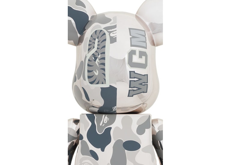 Bearbrick x BAPE Camo Shark 1000% Silver - US