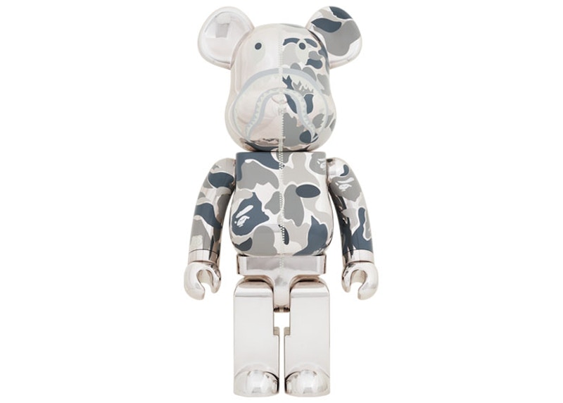 Bearbrick x BAPE Camo Shark 1000% Silver - TW