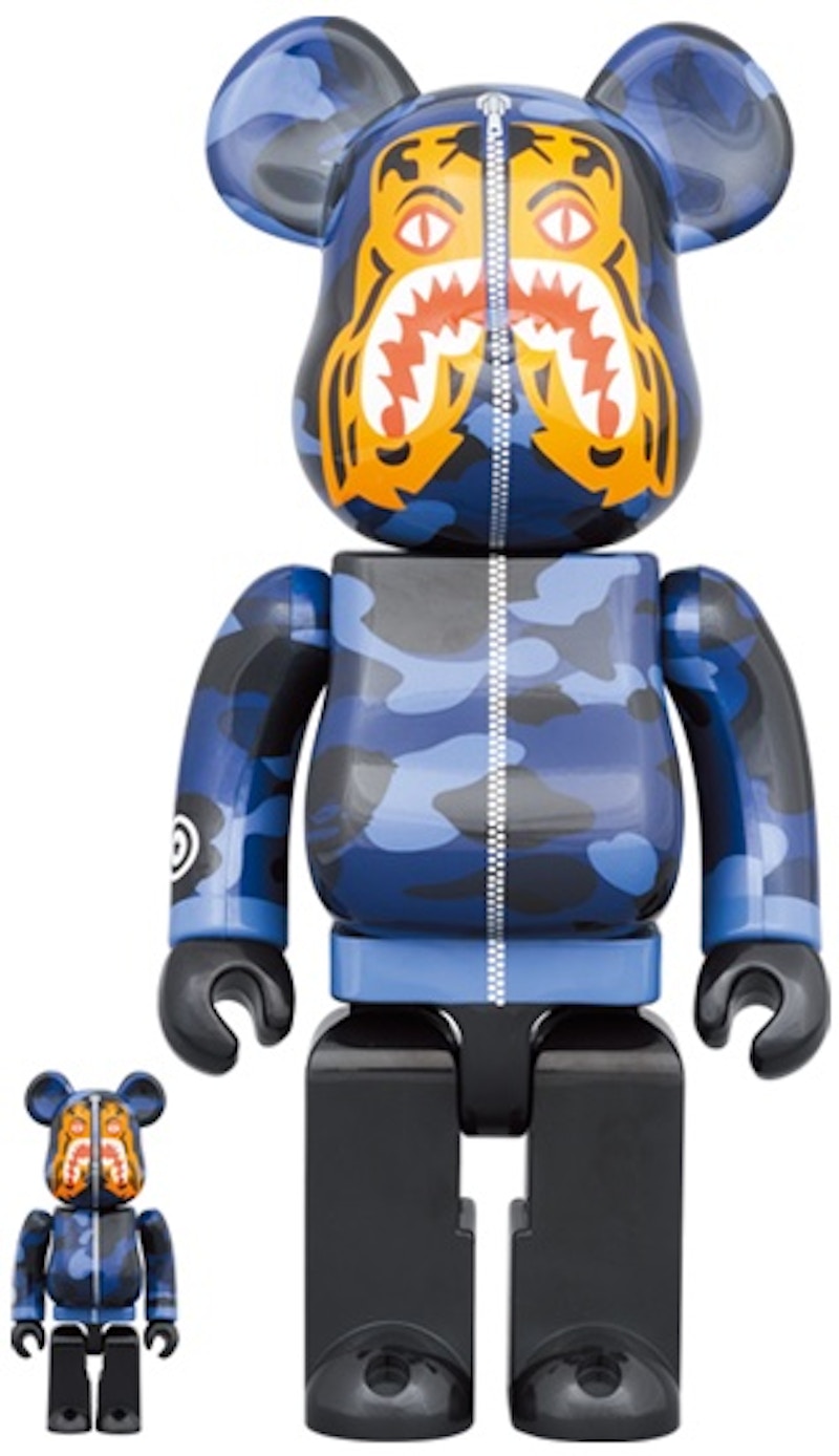 Bearbrick x BAPE ABC Camo Shark 100% & 400% Set Clear Blue - US