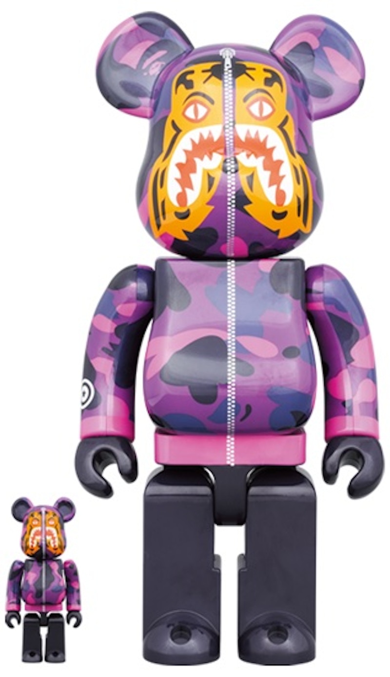 Bearbrick x BAPE Camo Tiger 100% & 400% Set Purple