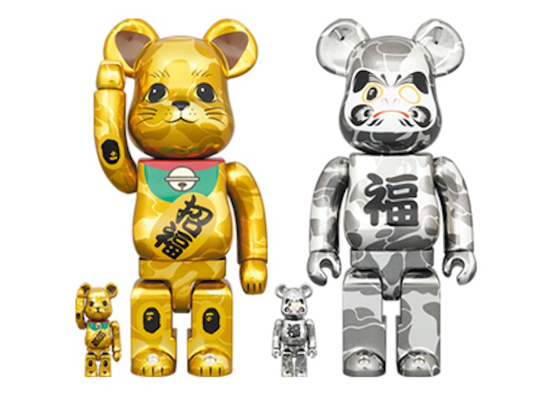 Bearbrick x BAPE Maneki Neko & Daruma 100% & 400% 4-Pc Set ...