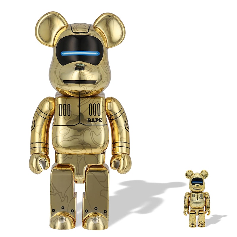 Bearbrick x BAPE x Hajime Sorayama Baby Milo 100% & 400% Set Gold - US