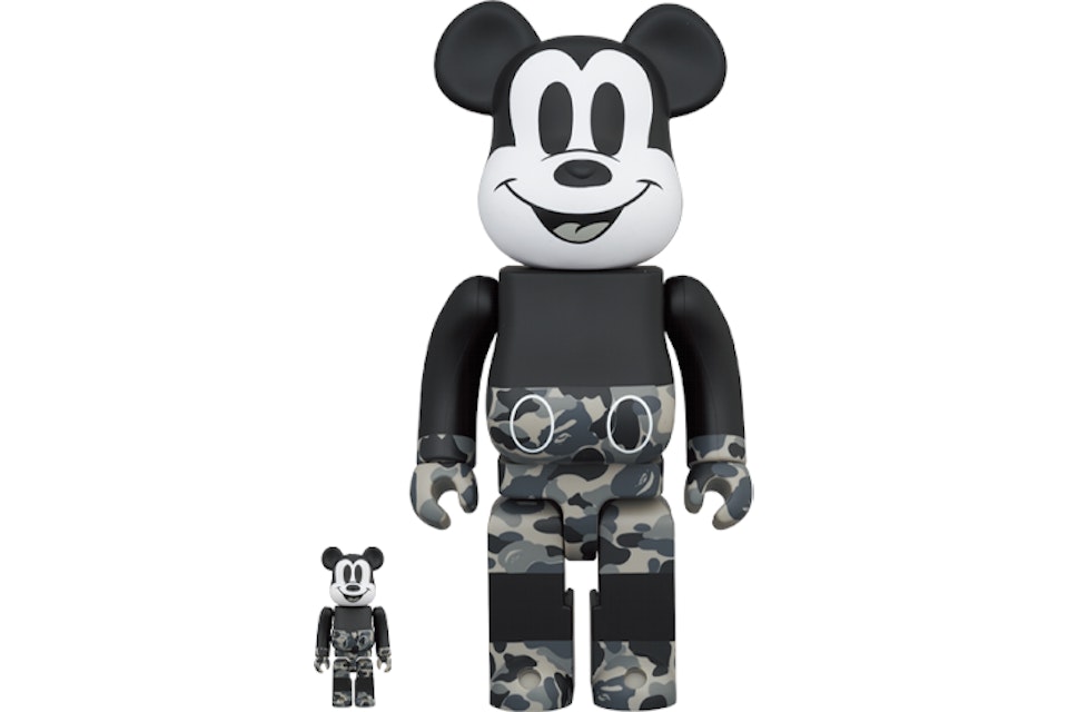 Bearbrick x Bape Mickey Mouse Monotone 100% & 400%