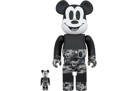 Bearbrick x Bape Mickey Mouse Monotone 100% & 400% - US Bearbrick x Bape Mickey Mouse Monotone 100% & 400% - US