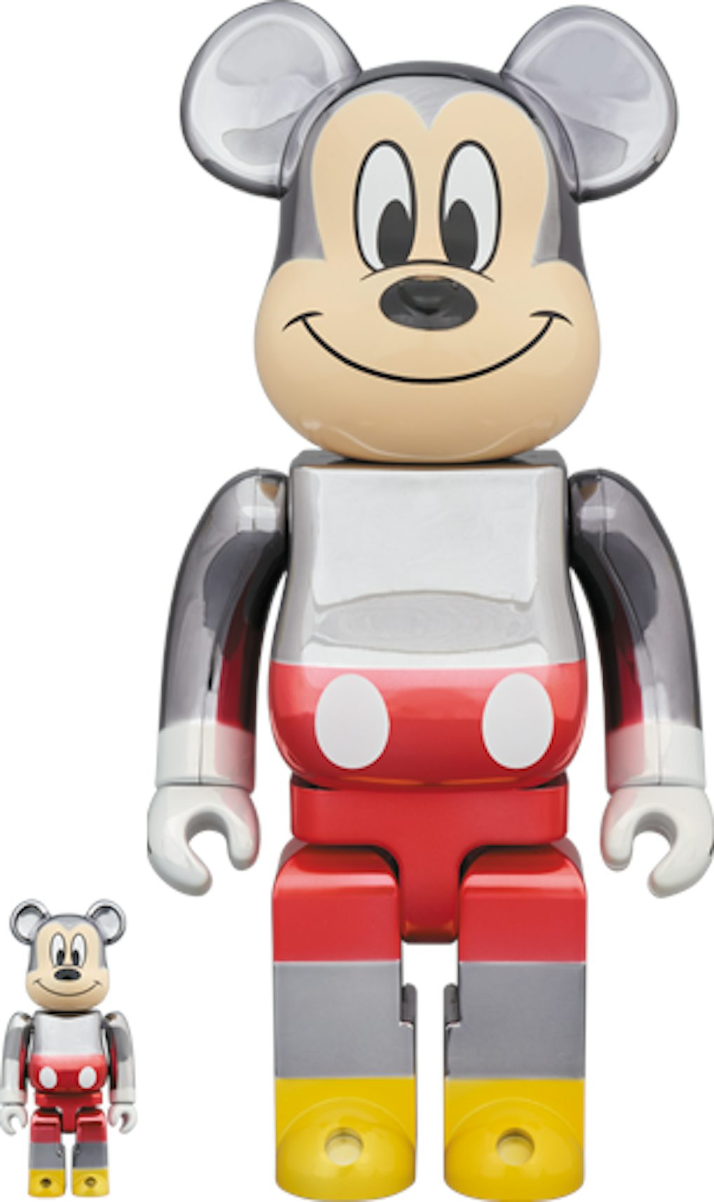 Bearbrick x Fragment Mickey Mouse Color Version 100% & 400% Silver ...
