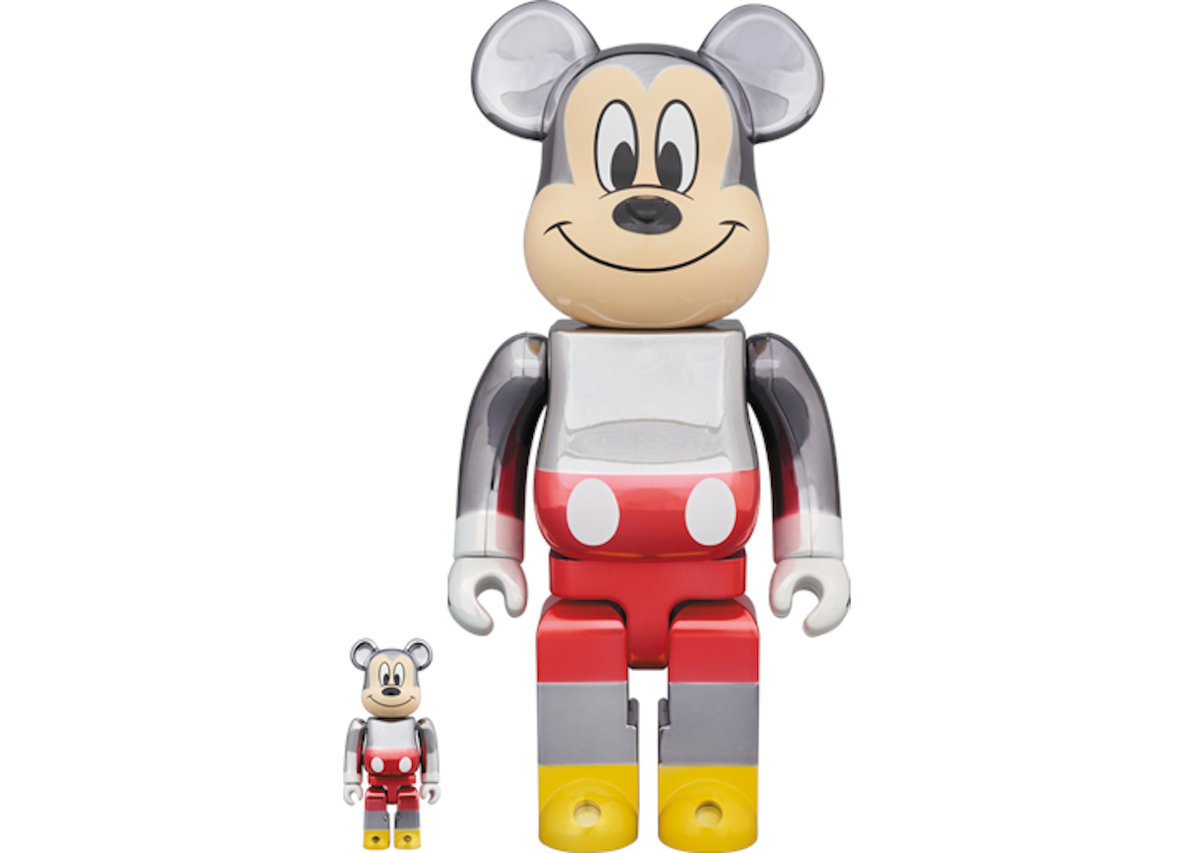 Bearbrick x Fragment Mickey Mouse Color Version 100% & 400% Silver