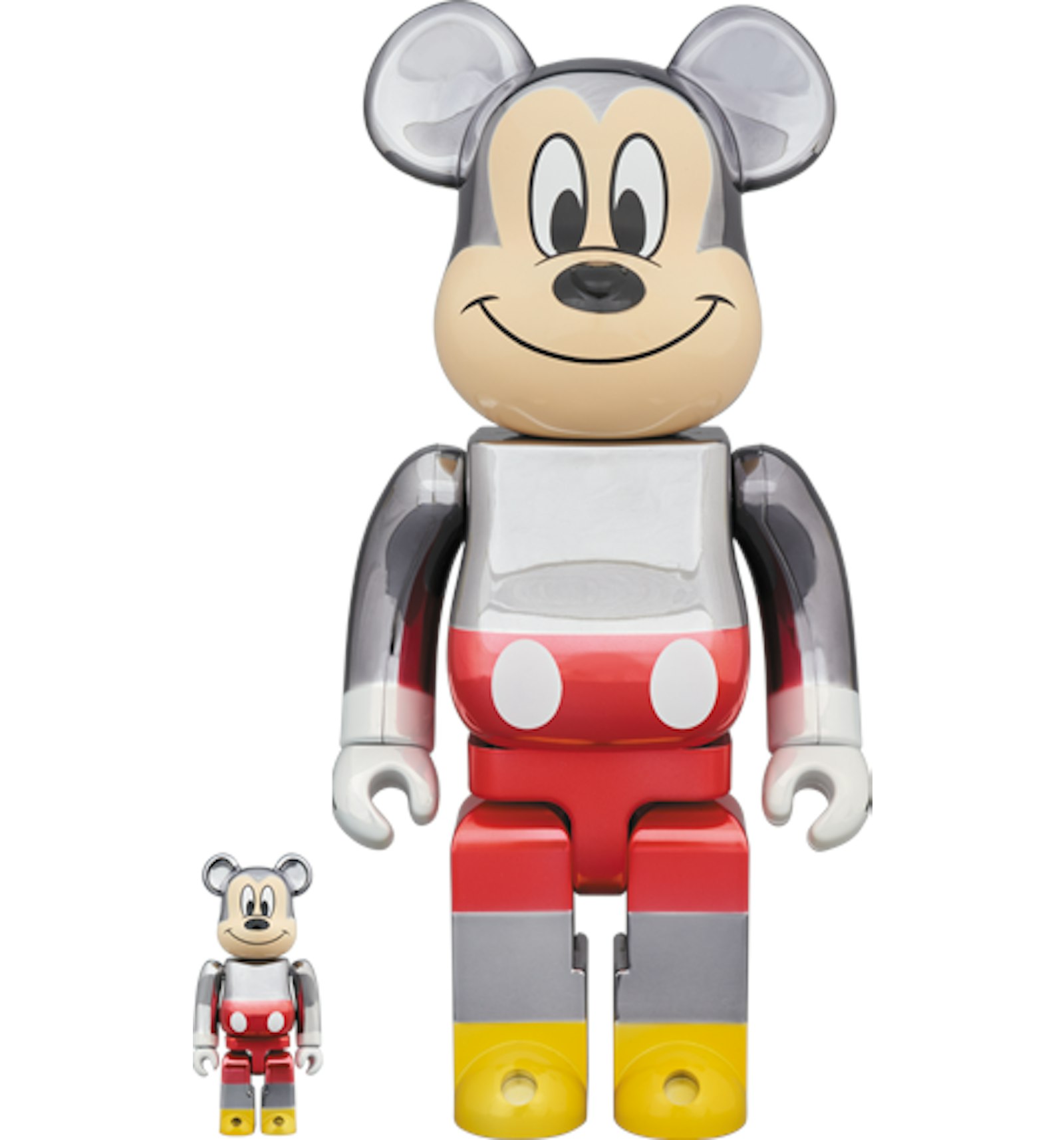 Bearbrick x Fragment Mickey Mouse Color Version 100% & 400% Silver