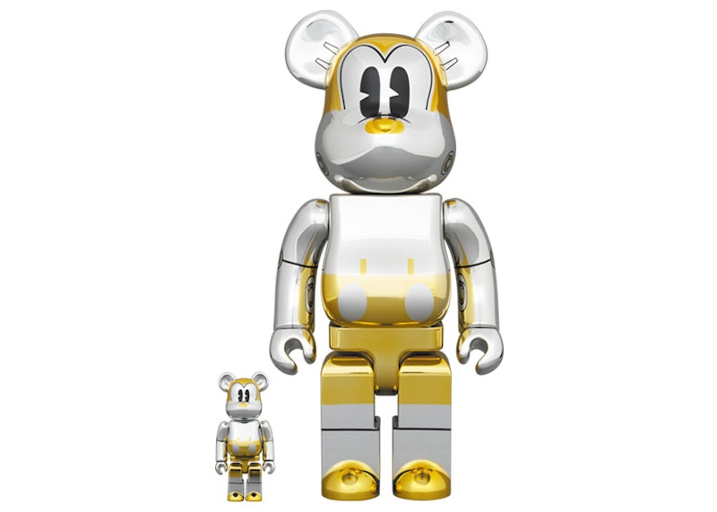 Bearbrick x Sorayama Future Mickey 100% & 400% Set Silver/Gold - US