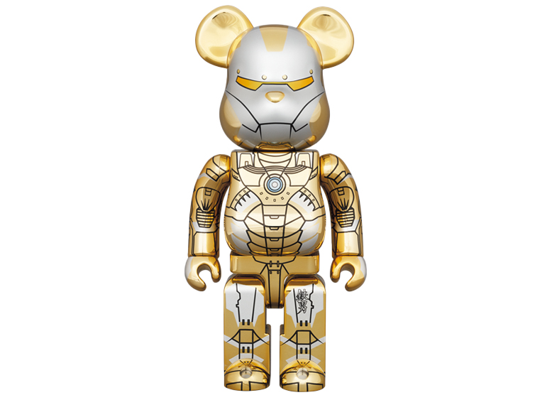 Bearbrick x Hajime Sorayama x Marvel Iron Man Reverse 1000% Gold/Silver