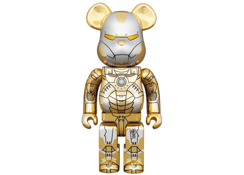 Bearbrick x Hajime Sorayama x Marvel Iron Man Reverse 1000% Gold 