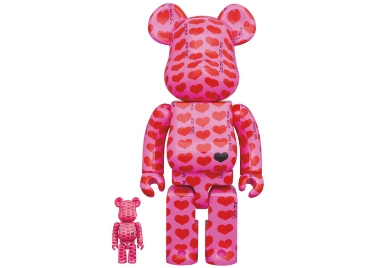 Bearbrick x Hide Pink Heart 100% & 400% Set