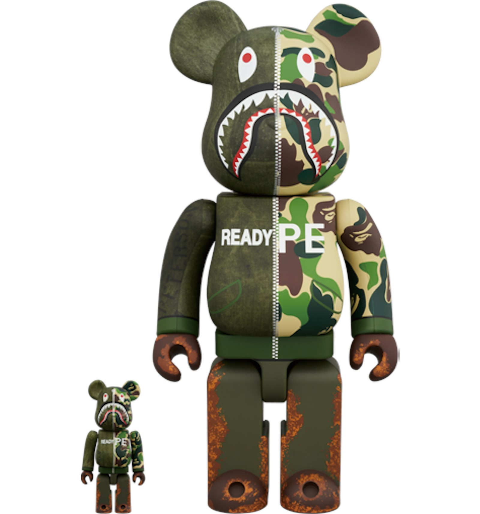 Bearbrick x Readymade x A Bathing Ape 100% & 400% Set Olive - US