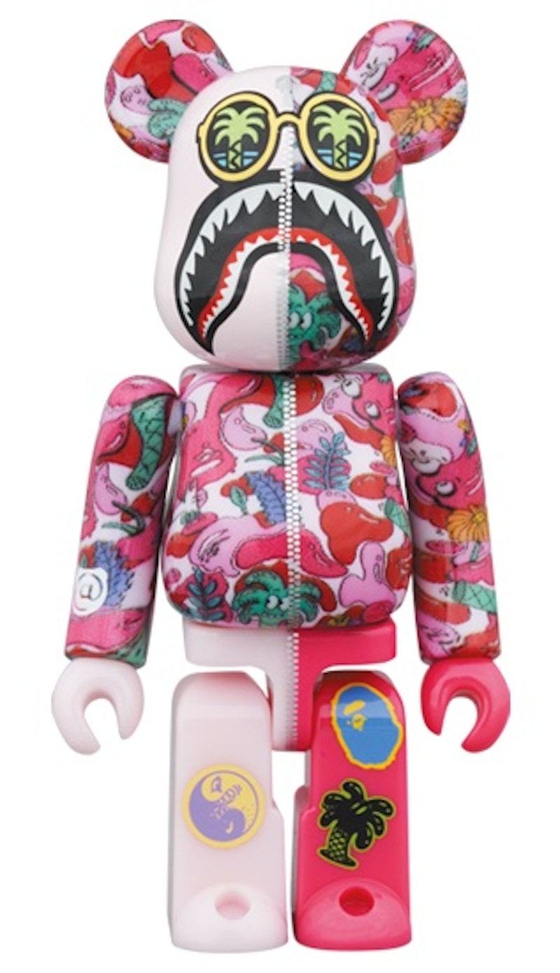 Bearbrick x Steven Harrington x BAPE Shark 100% & 400% Set Pink Camo