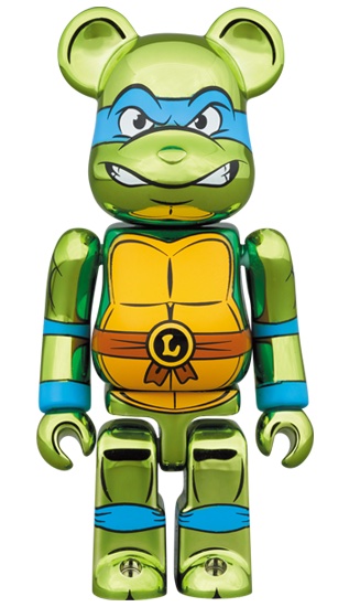 Bearbrick x Teenage Mutant Ninja Turtles Leonardo 100% & 400% Set Chrome  Ver.