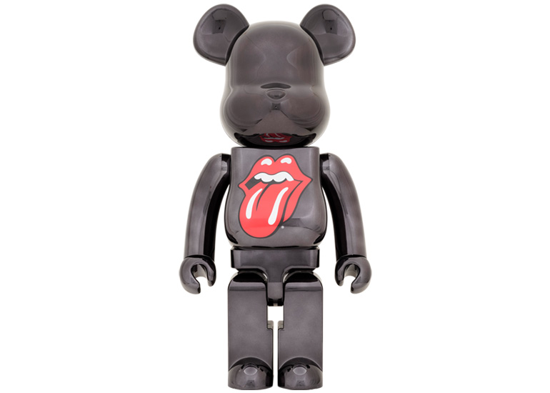 Bearbrick x The Rolling Stones Lips & Tongue 1000% Black Chrome Ver.