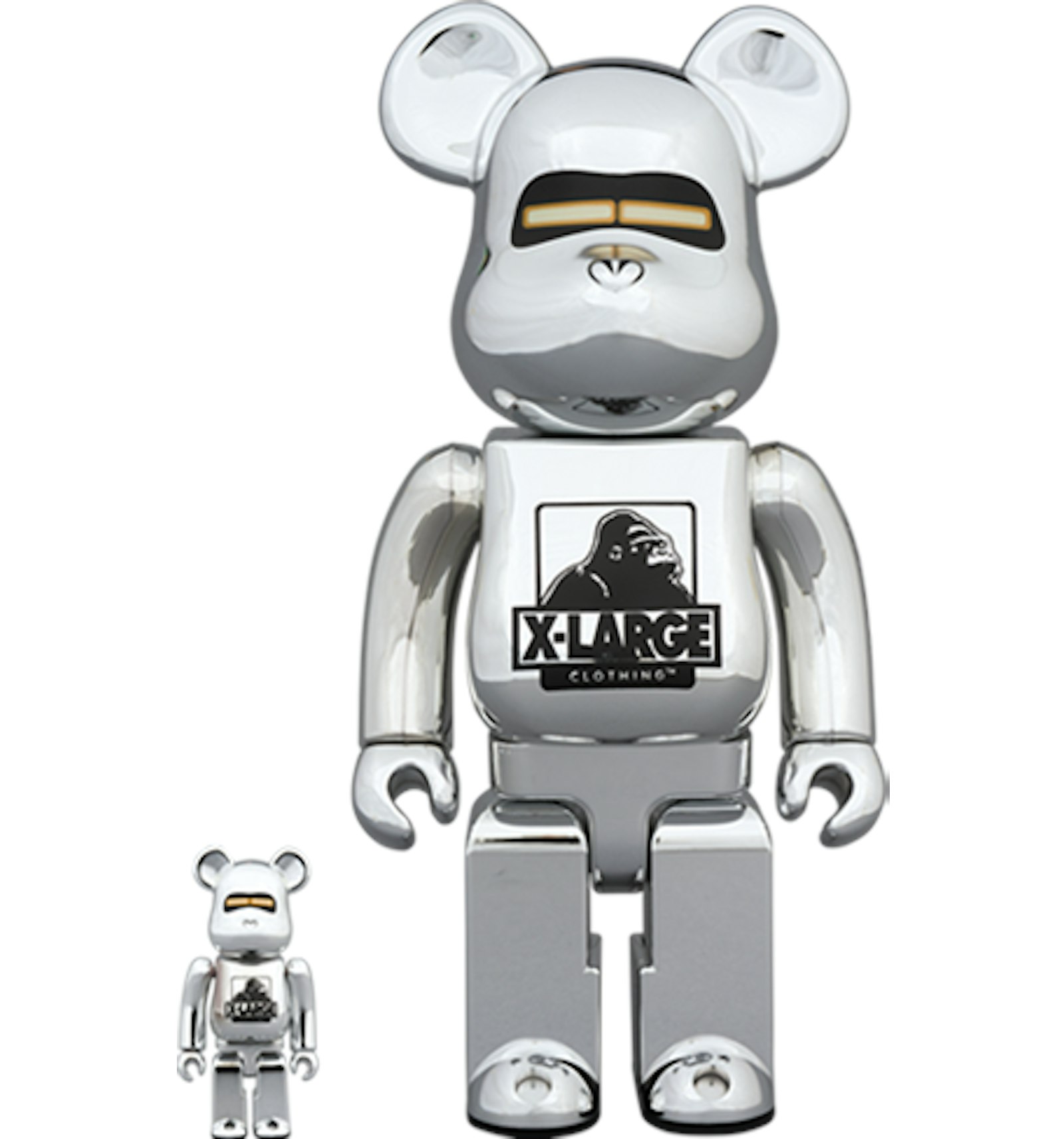 Bearbrick x Xlarge x Hajime Sorayama 100% & 400% Set Chrome