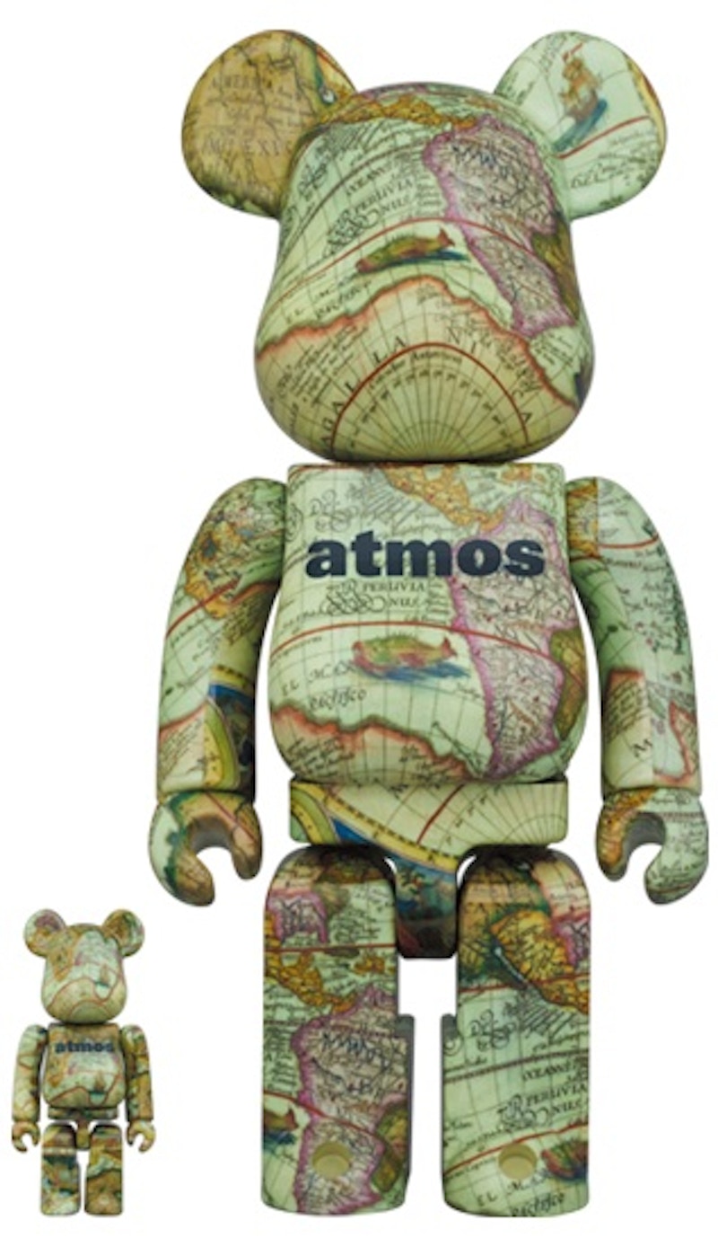 Bearbrick x atmos Aged Map 100% u0026 400% Set