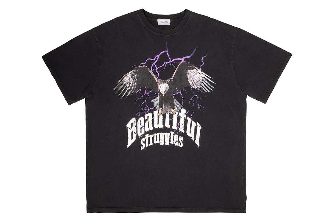 Pre-owned Beautiful Struggles Eagle Storm T-shirt Black Washed