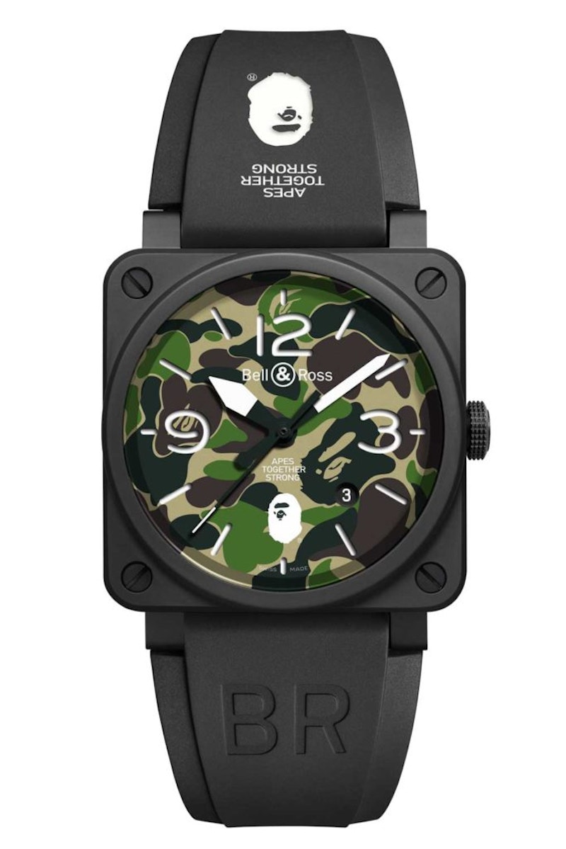 Bell and Ross BAPE Green Camo BR03 92 42mm in Ceramic GB