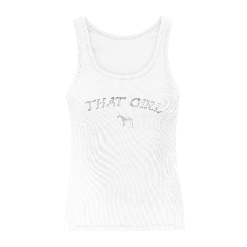 Beyonce That Girl Rhinestone Tank White
