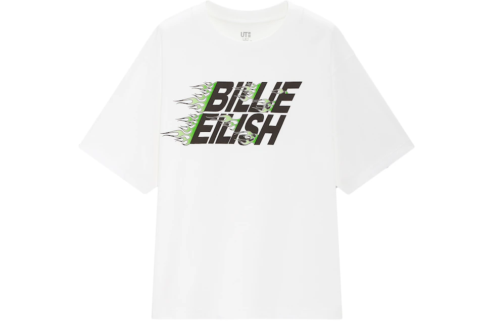 Billie Eilish Flames T-Shirt (US Womens Sizing) White
