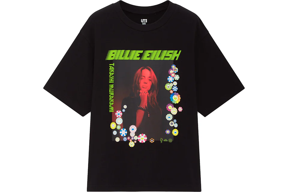 Billie Eilish Flower Photo T-Shirt (Japanese Womens Sizing) Black