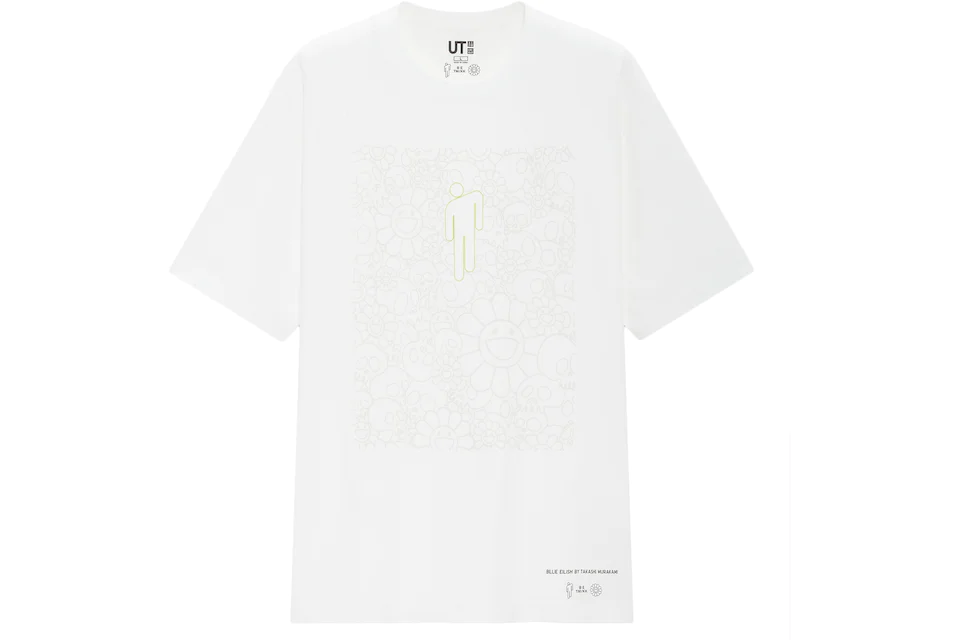 Billie Eilish Flower Skulls T-Shirt (Japanese Mens Sizing) White