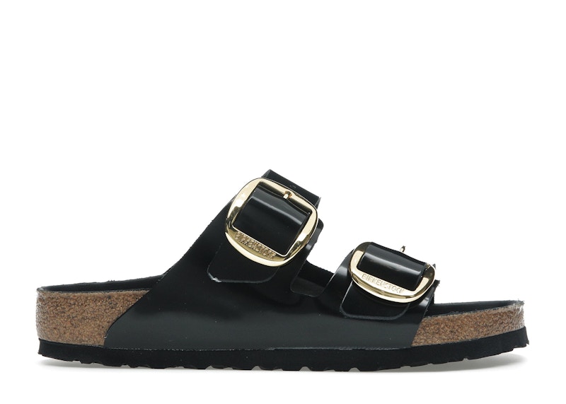 Pre-owned Birkenstock Arizona Big Buckle Natural Leather Patent (women's) Sneakers In Black/gold