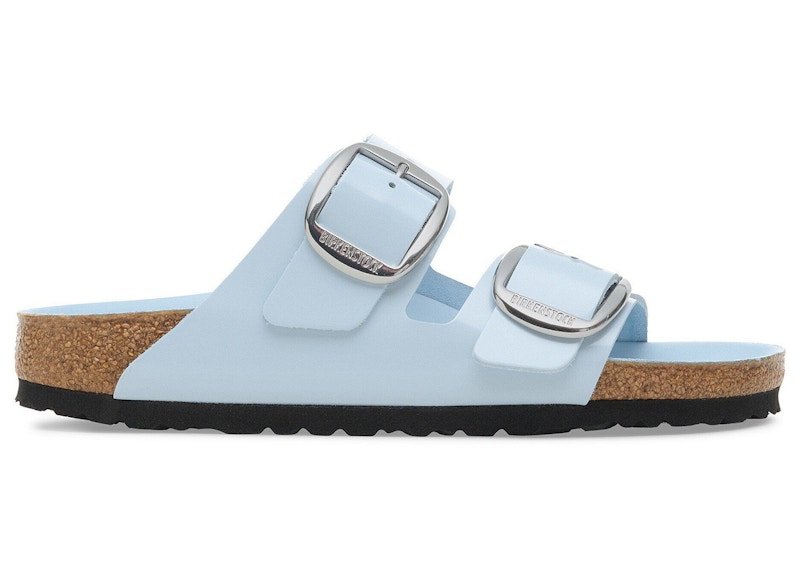 Birkenstock Arizona Big Buckle Natural Leather Patent High Shine Baby Blue
