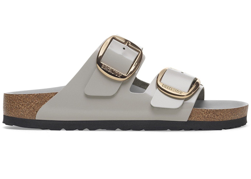 Birkenstock Arizona Big Buckle Natural Leather Patent High-Shine Stone Coin