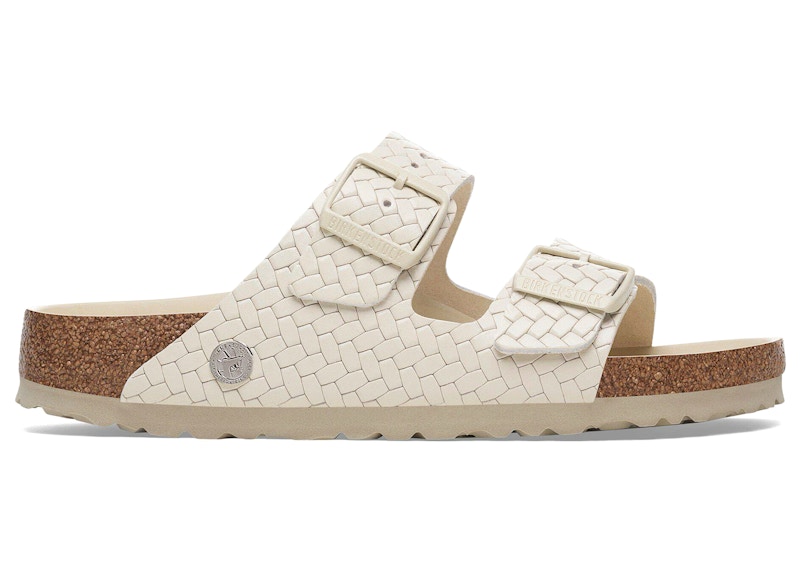 Men's Birkenstock Arizona Leather Woven Embossed Sneakers in Ecru