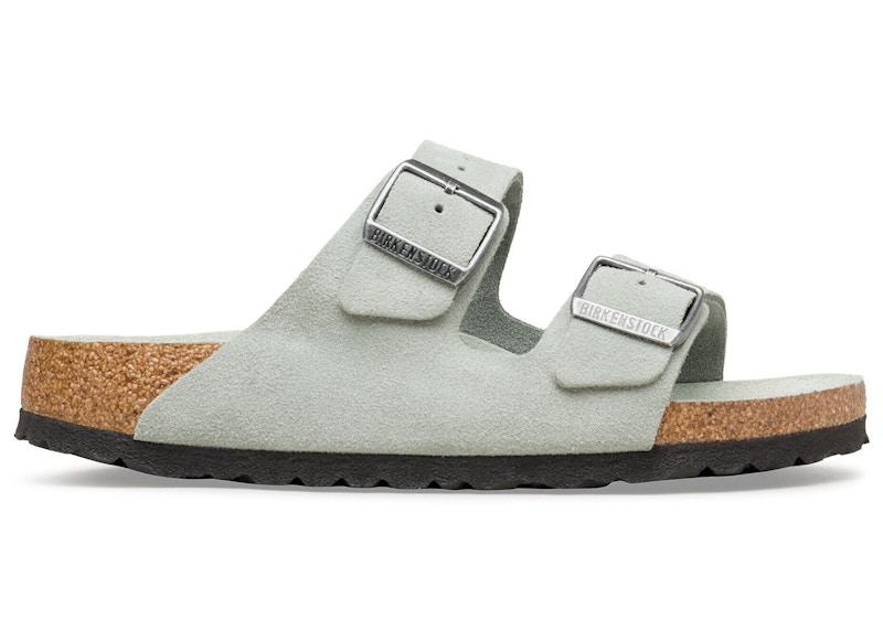 Men's Birkenstock Arizona Soft Footbed Suede Leather Sneakers in Pure Sage Tonal