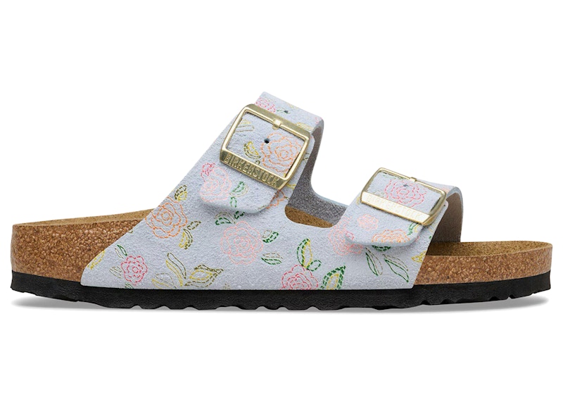 Birkenstock Arizona Suede Baby Blue Flower Print